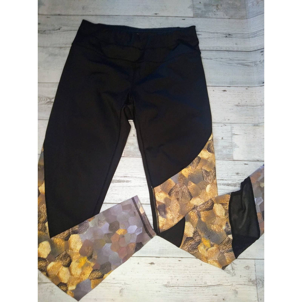 Athleta Black Asym Mesh Sonar Athletic Compression Leggings Size Small